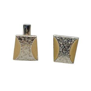 Vintage Gold & Silver Geometric Cufflinks With Textured Design